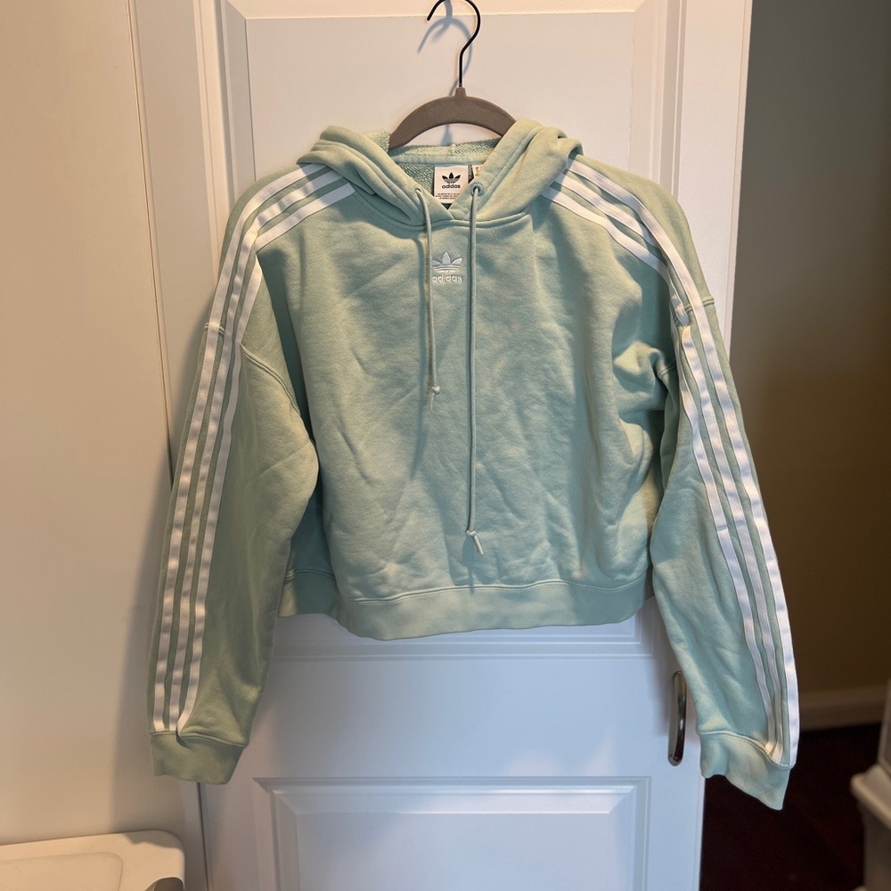 Adidas Light Green Hoodie with White Accents